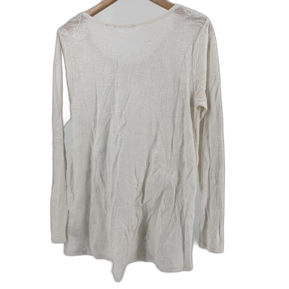 Soft Surroundings white floral embroidered long sleeve top medium - Picture 2 of 8
